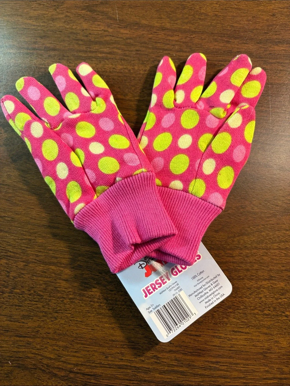 Kids Pink Polka Dot Garden Gloves - Minnie Mouse